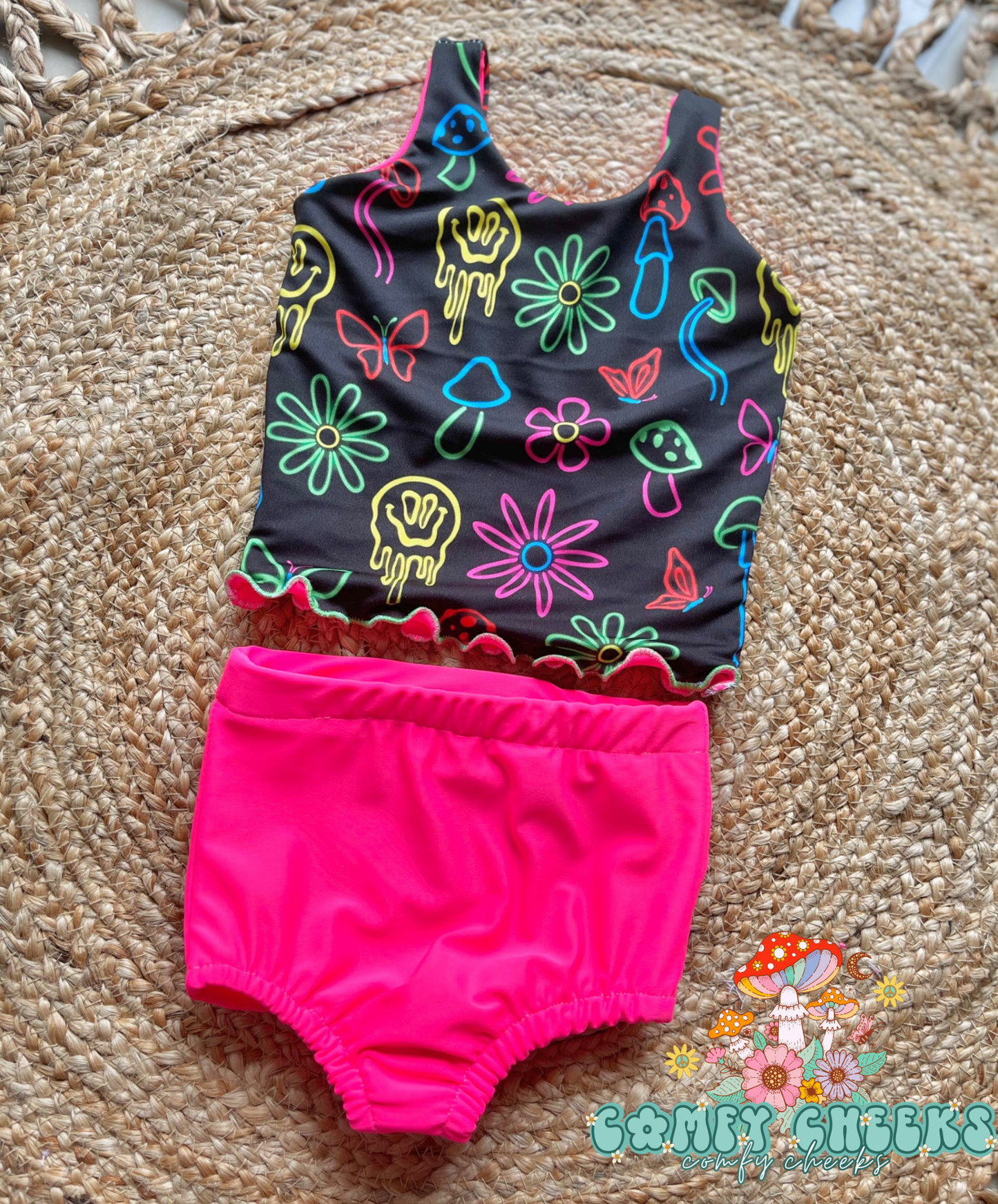 2T reversible Brielle top swim set with lettuce hem( with lining fits like 18/24m )