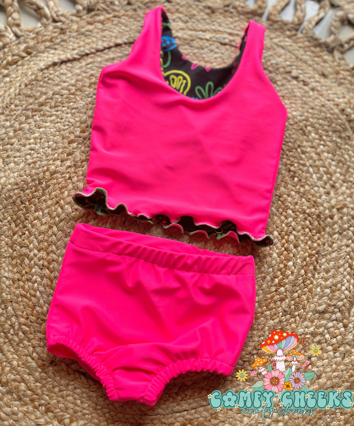 2T reversible Brielle top swim set with lettuce hem( with lining fits like 18/24m )